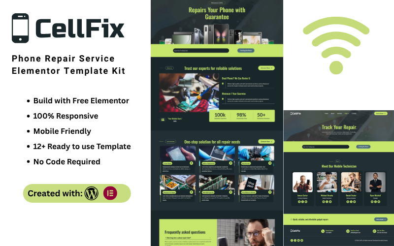 CellFix - Elementor-mallkit för telefonreparationstjänst