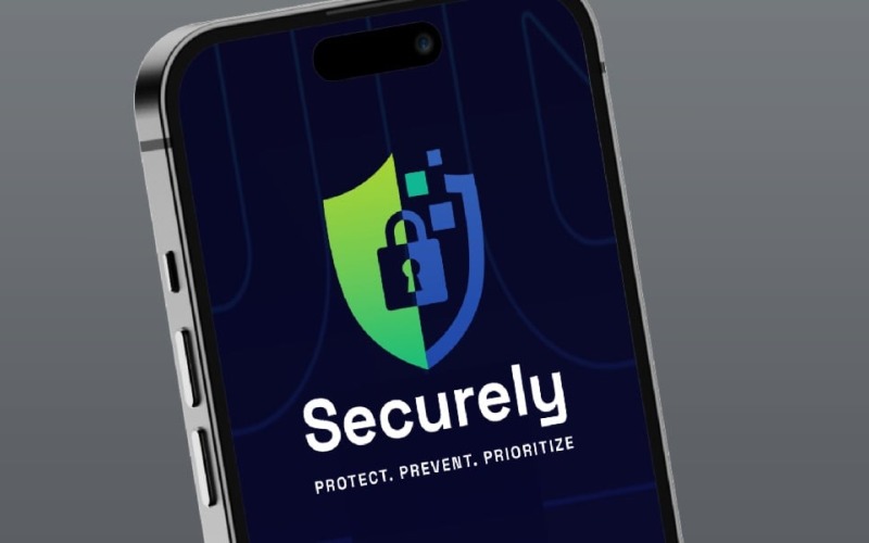 In modo sicuro. Modello di logo per la sicurezza informatica.