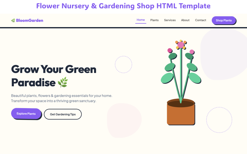 BloomGarden – Modello HTML per negozio di giardinaggio e vivaio di fiori