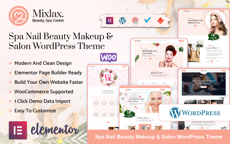 Mixlax – Skönhetsspa, wellnesssalong, sminkbutik, WooCommerce-tema