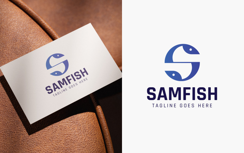 Samfish Seafood Logo Ontwerp Sjabloon