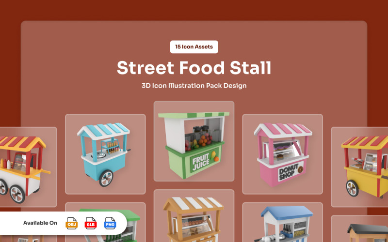 Stallo - 街头美食 3D 图标包