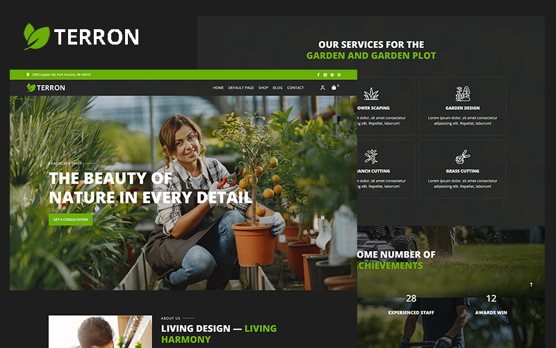 Terron - Tema WooCommerce per servizi di progettazione e realizzazione di giardini.