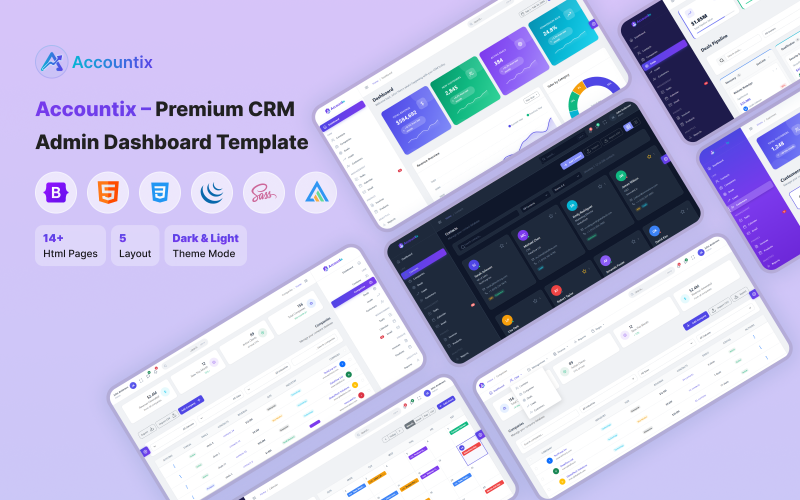 Accountix – Modello di dashboard amministrativa CRM premium
