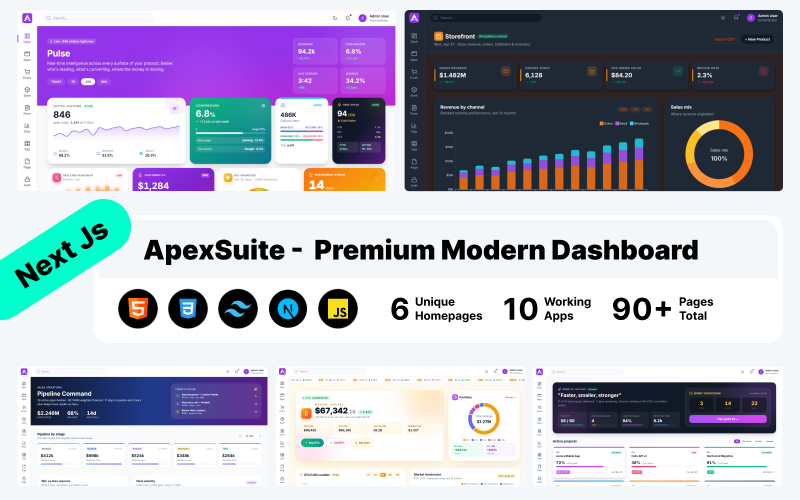 ApexSuite – преміум шаблон панелі керування адміністратора Next.js 14