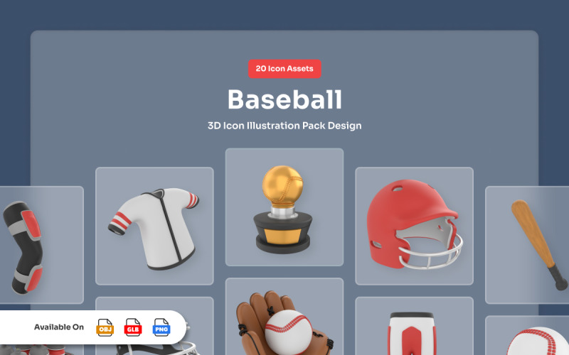 Baseboll 3D-ikoner - Batterix