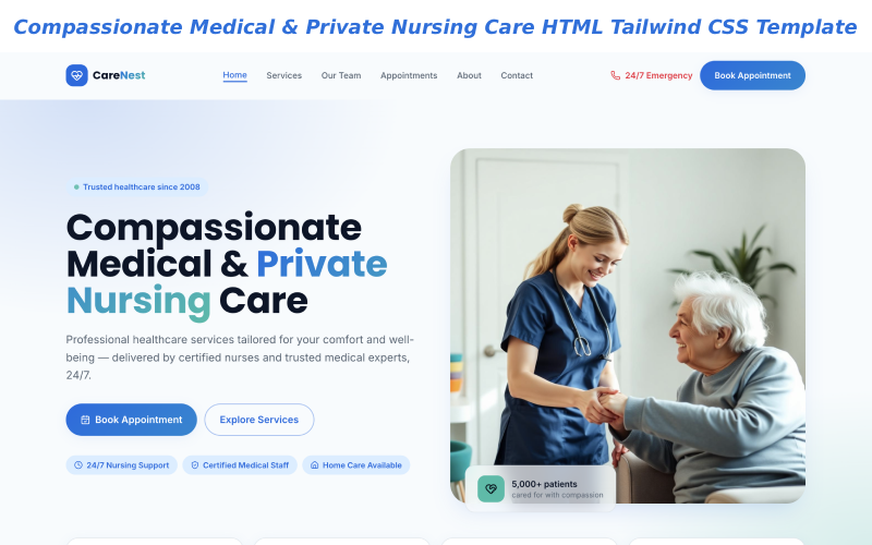 CareNest - 关爱医疗和私人护理 HTML Tailwind CSS 模板