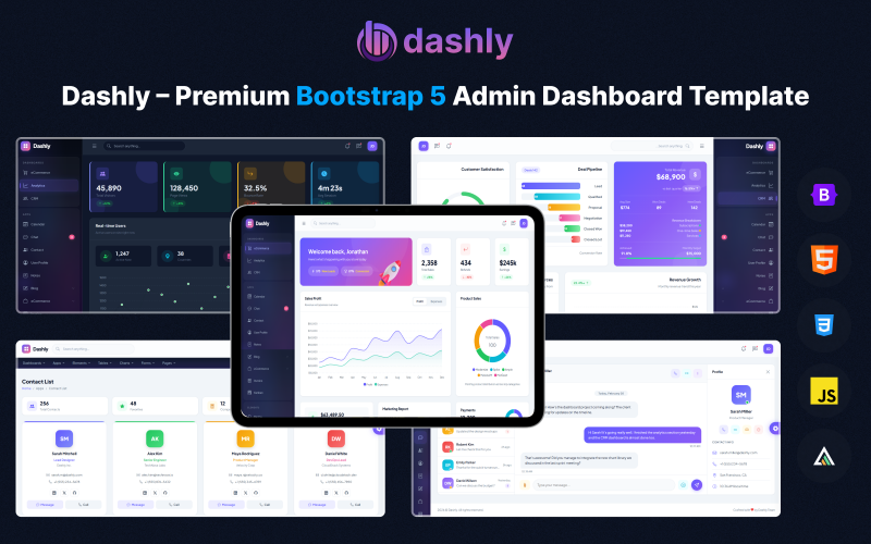 Dashly – Премиум-шаблон административной панели на основе Bootstrap 5