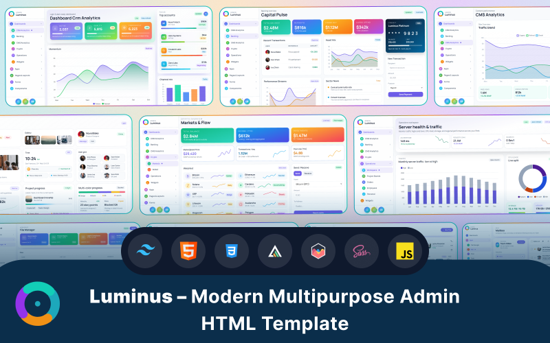 Luminus – Современный многоцелевой HTML-шаблон административной панели