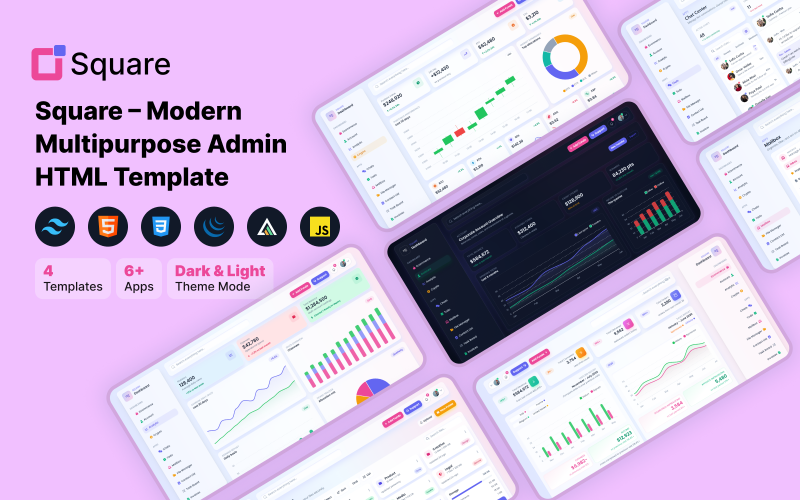 Square – Современный многоцелевой HTML-шаблон административной панели