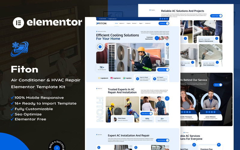 Fiton - Usługi naprawy i instalacji klimatyzacji Elementor Kit
