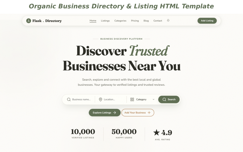 FlaskDirectory – Modèle HTML d'annuaire et de liste d'entreprises biologiques