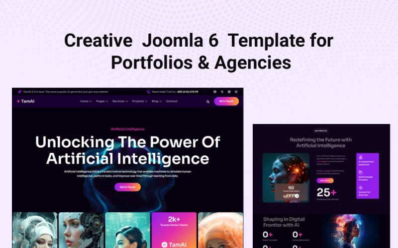 Креативный шаблон Joomla 6 для портфолио и агентств.