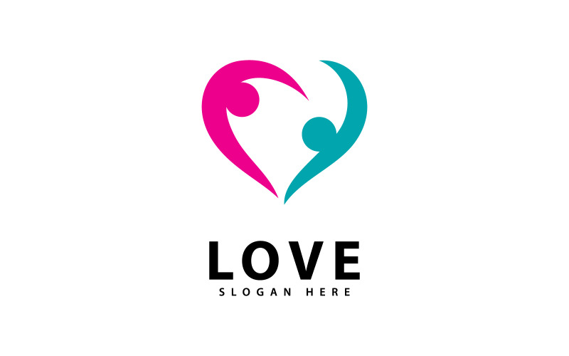 Projekt logo Love People Heart Vector w wersji 3