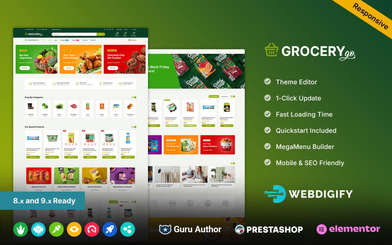 Grocerygo - 多功能杂货店和超市 Prestashop Elementor 响应式主题