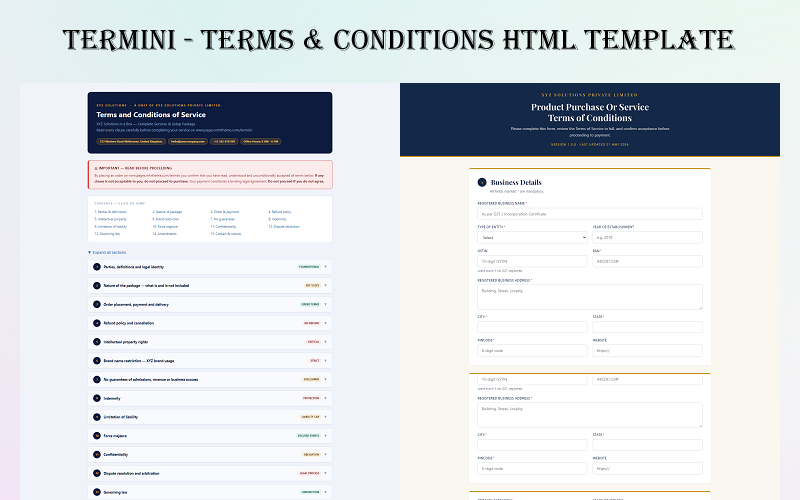Termini - Terms and Conditions HTML Website Template