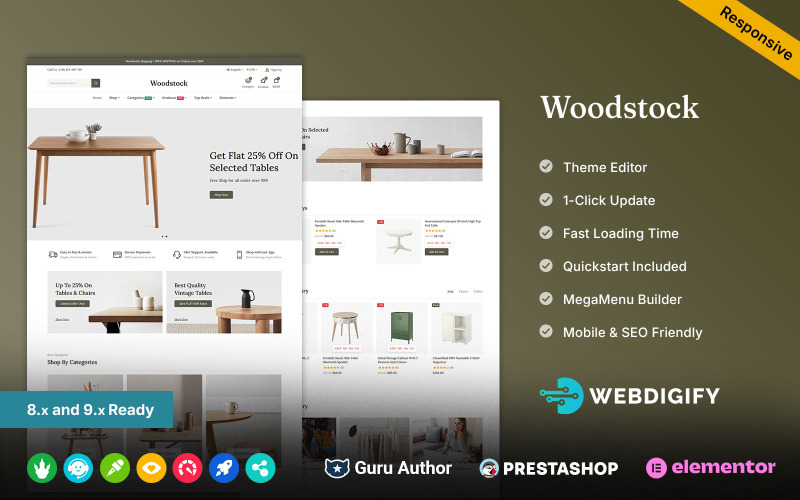 WoodStock - Ács és ezermester famegmunkálás Prestashop Elementor sablon
