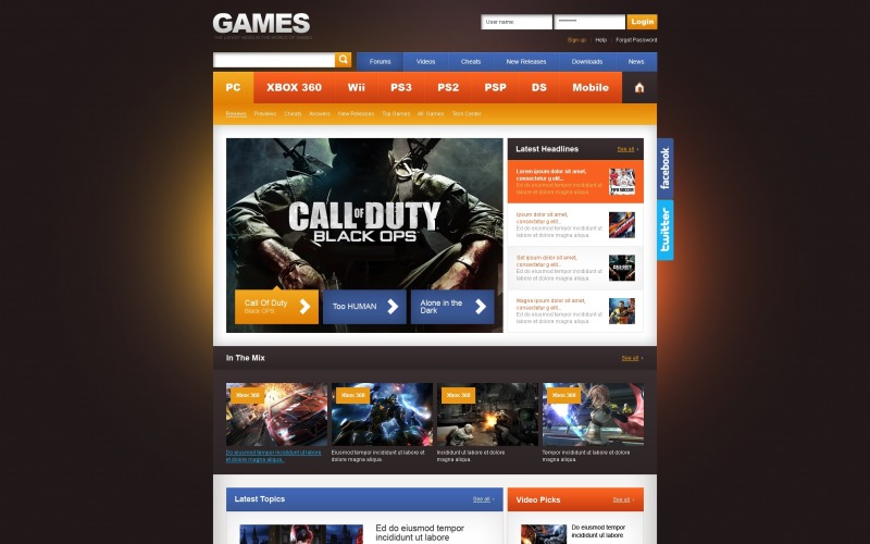 Game Portal PSD Template