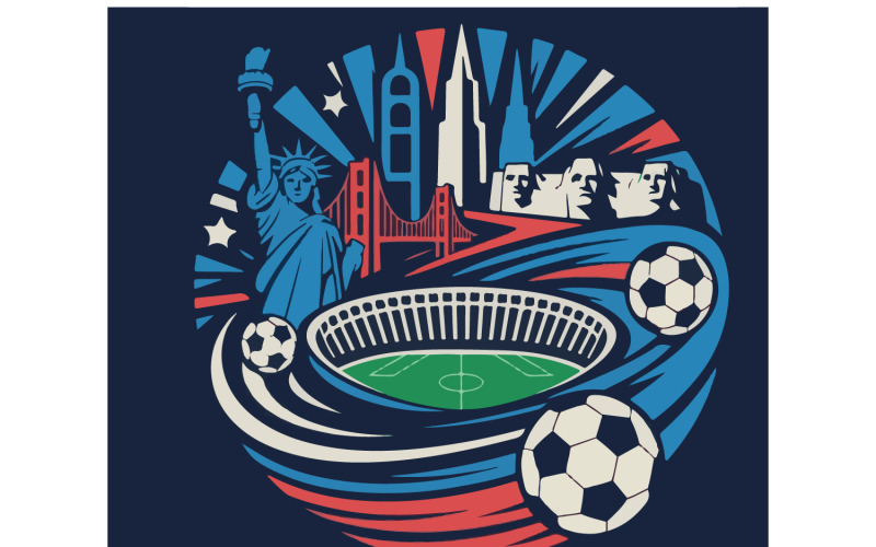 2026 fotbollsturnering USA vektorillustration