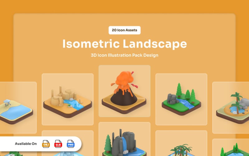 Isometrisk landskap 3D-uppsättning