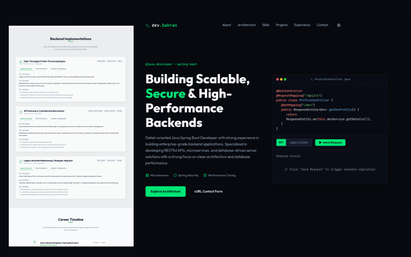 Jednoduché portfolio - Šablona portfolia I React | Portfolio backend vývojáře