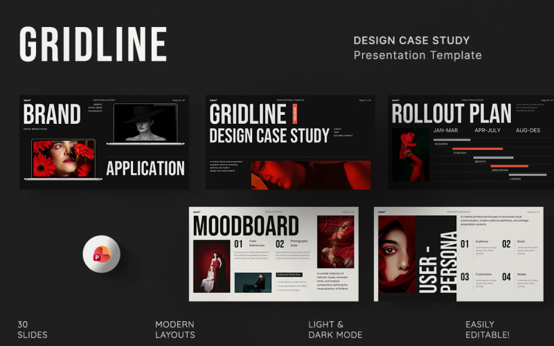 Rasterlijn - Ontwerpcasestudie PowerPoint-sjabloon
