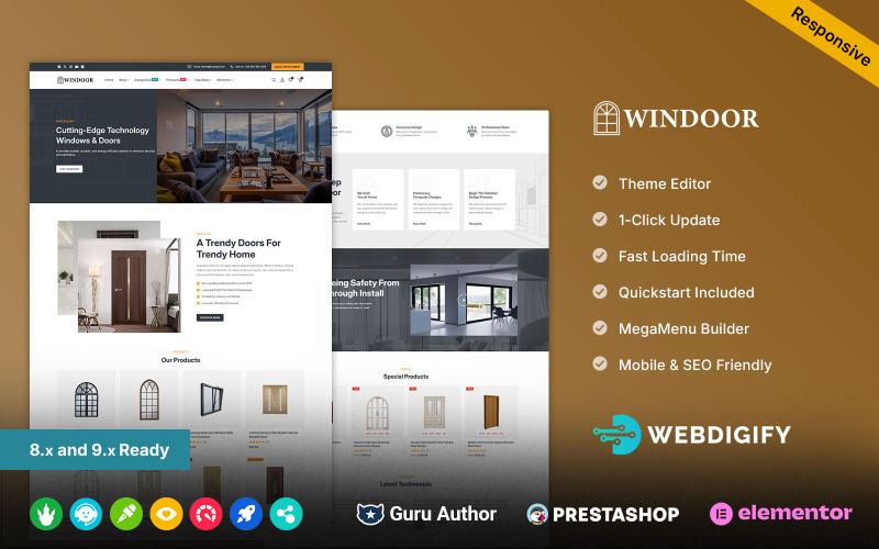 Windoor - Serviços de Janelas e Portas Tema Prestashop Elementor
