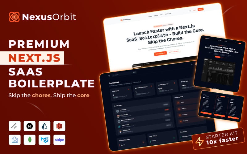 NexusOrbit — Modèle SaaS Next.js avec Material UI v7, Stripe et Prisma