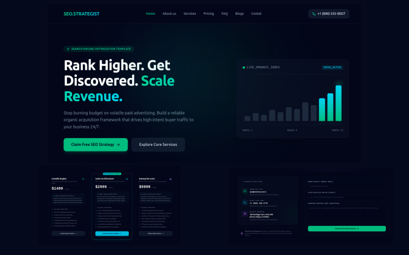 Шаблон сайта SEO-компании | Шаблон портфолио SEO на React | Поисковая оптимизация