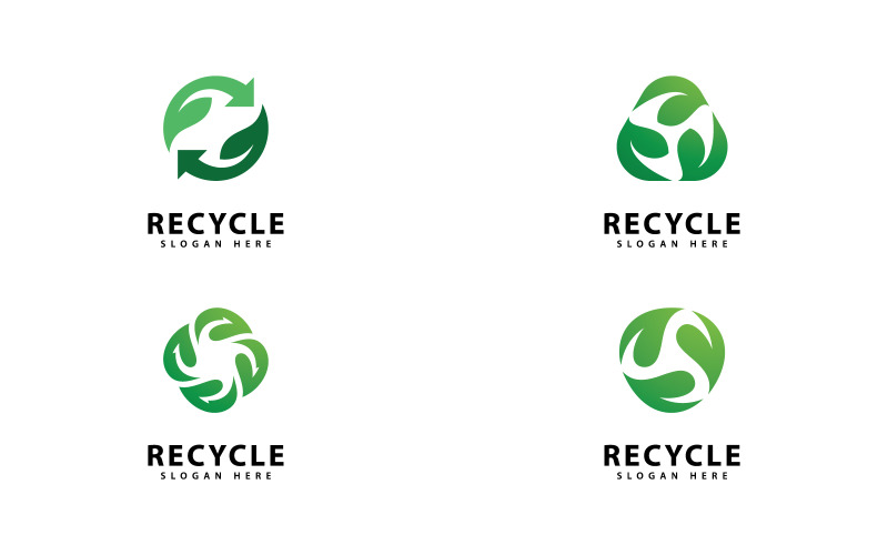 Icona vettoriale del logo di riciclo. Illustrazione del simbolo di riciclo verde V13