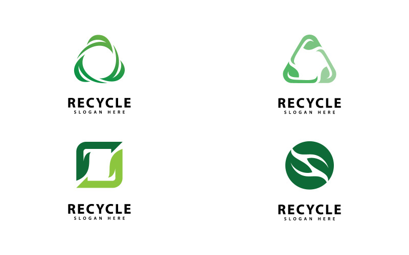 Icona vettoriale del logo di riciclo. Illustrazione del simbolo di riciclo verde V14