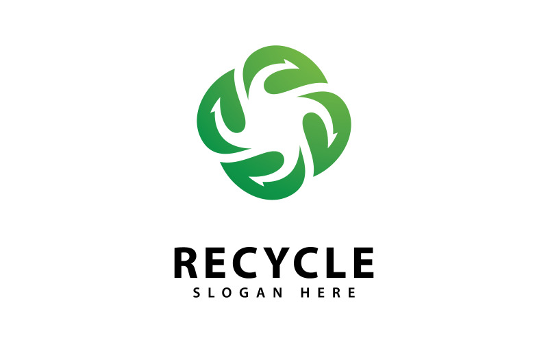 Icona vettoriale del logo di riciclo. Illustrazione del simbolo di riciclo verde V9