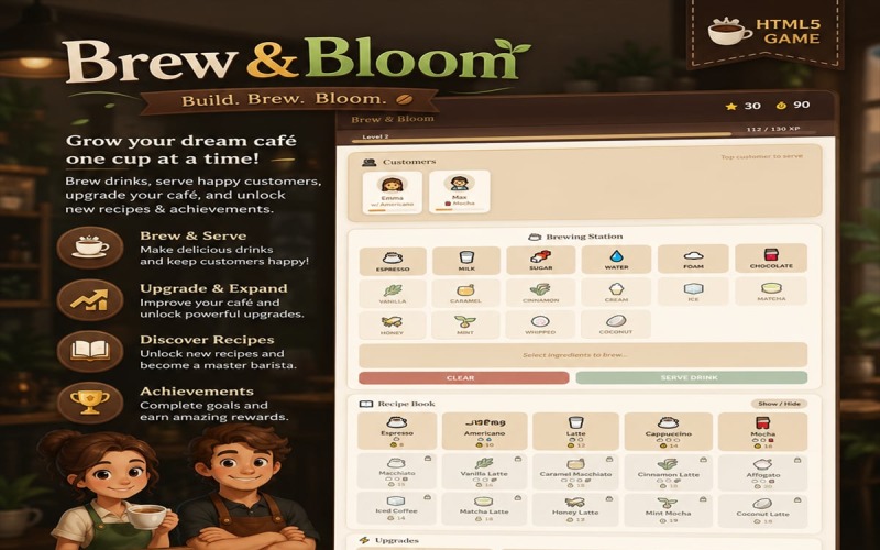 Brew&Bloom | Simulador de cafetería | Juegos HTML5