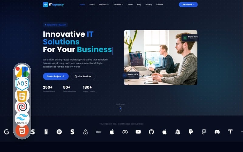 ITAgency – Mehrzweck-Technologiedienstleistungen: Tailwind CSS, HTML 5, Vorlagen