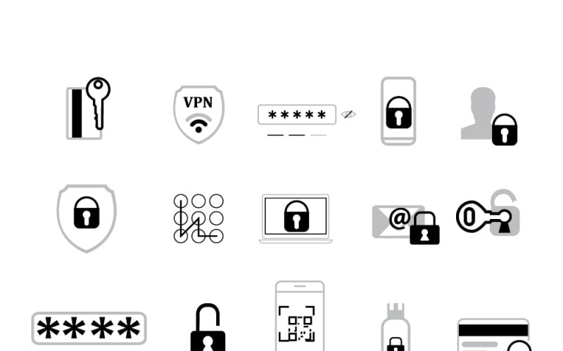 Set di icone di sicurezza. Icone con tratti modificabili.