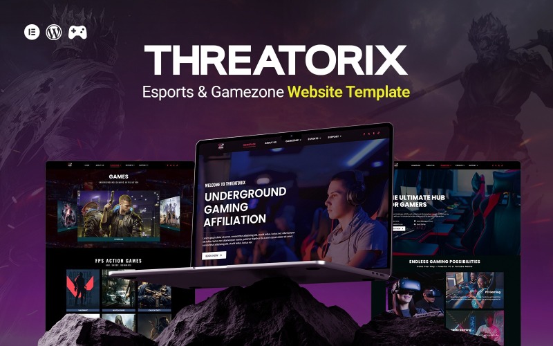 Threatorix - Kit de plantillas Elementor para Esports y Zonas de Juegos