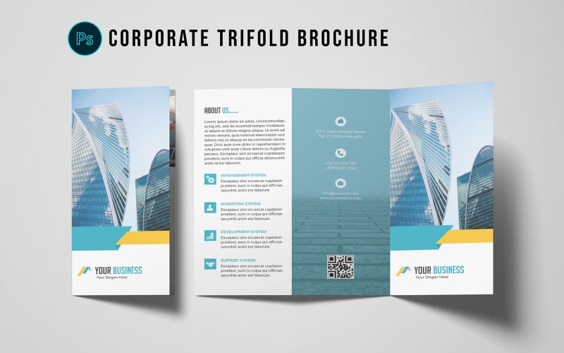 Modèle de brochure commerciale à trois volets