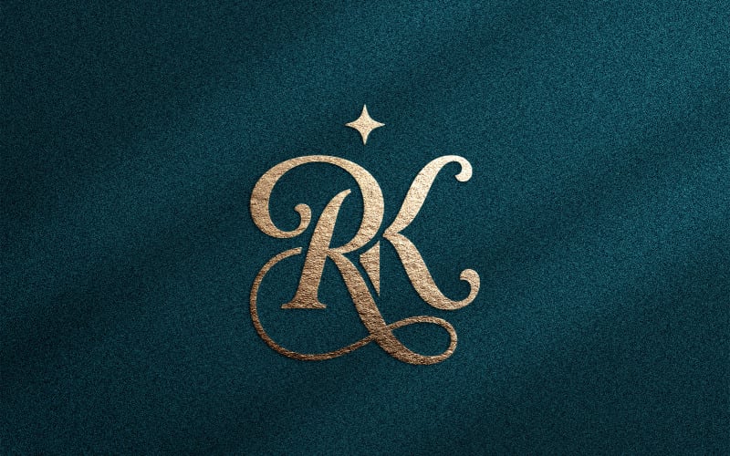 Elegant RK-monogram med lyxigt bokstavsmärke