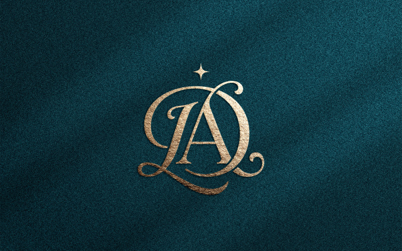 Lyxig DA-monogramlogotyp för skönhet och hudvård