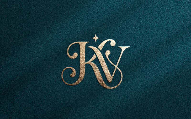 Lyxig KV-monogramlogotyp för skönhetsmärken