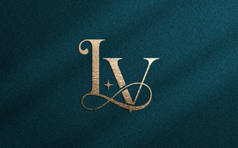 Lyxig LV-monogramlogotyp för skönhet och kosmetika