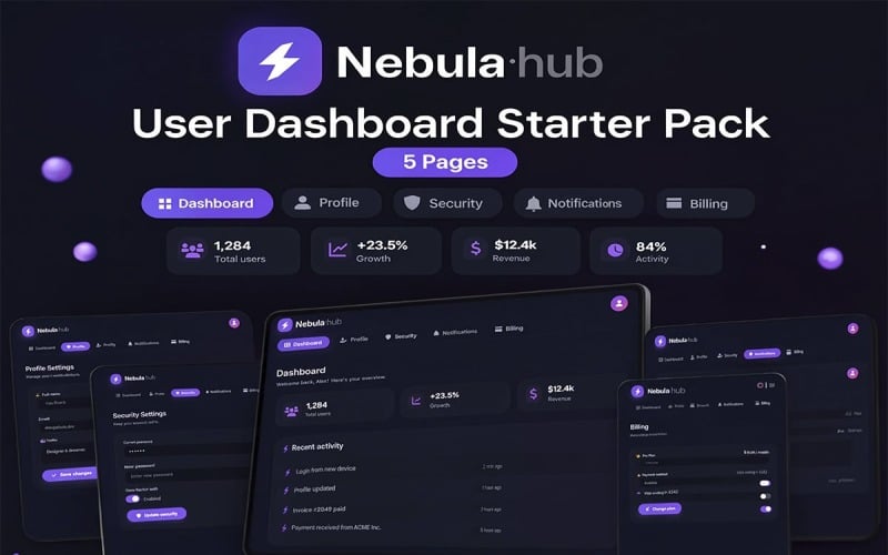Nebula·hub | Paquete básico para el panel de usuario |