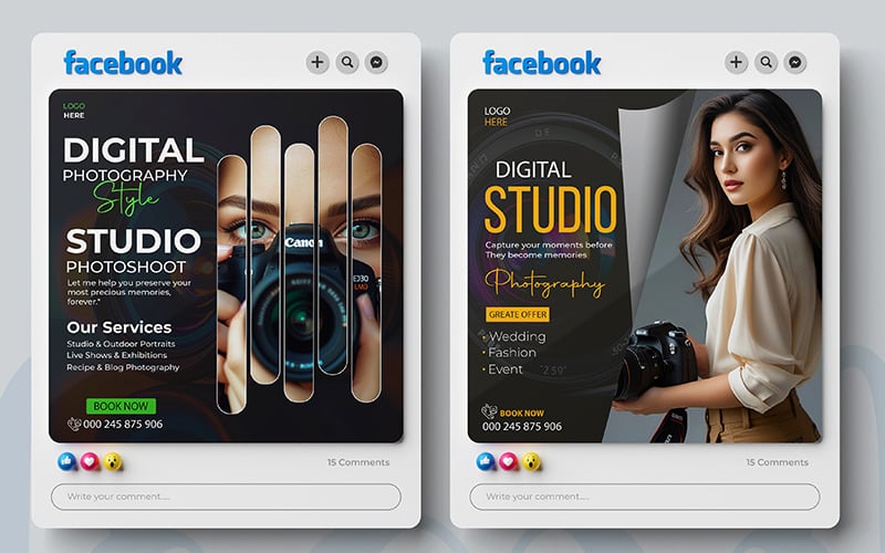 Modèles de médias sociaux pour studios de photographie