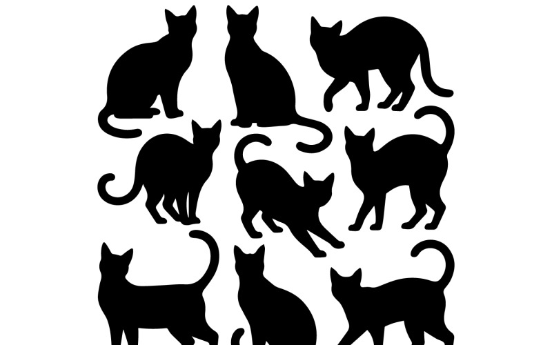 Ensemble de silhouettes de chat noir