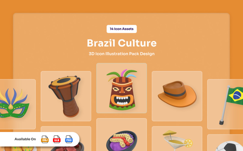 Brasiliens karneval 3D-ikonuppsättning