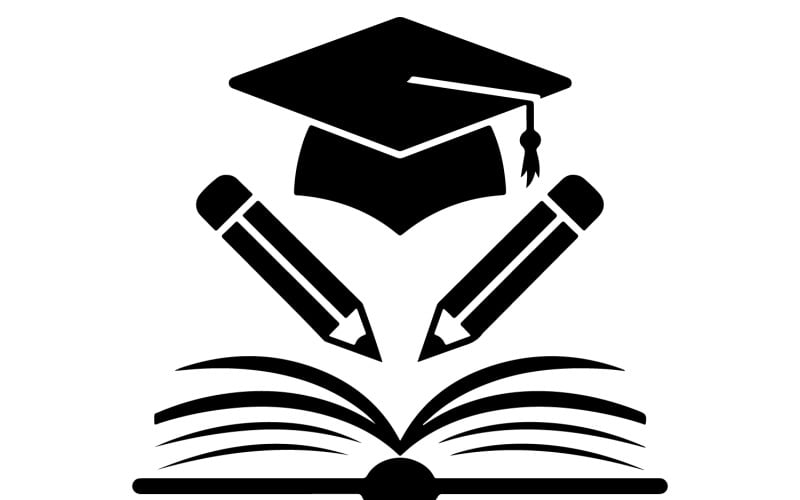 Educatielogo Vector Open boek dop en potlood pictogram