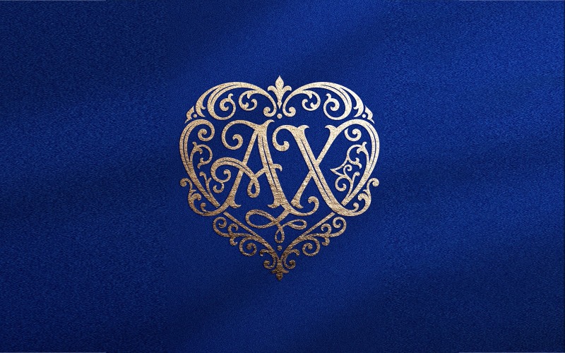 26 romantiska bröllopshjärtmonogrampaket AA-AZ SVG PNG | Lyxiga utsmyckade alfabetsinitialer