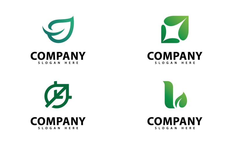 Logo minimalista a forma di foglia naturale, design V15