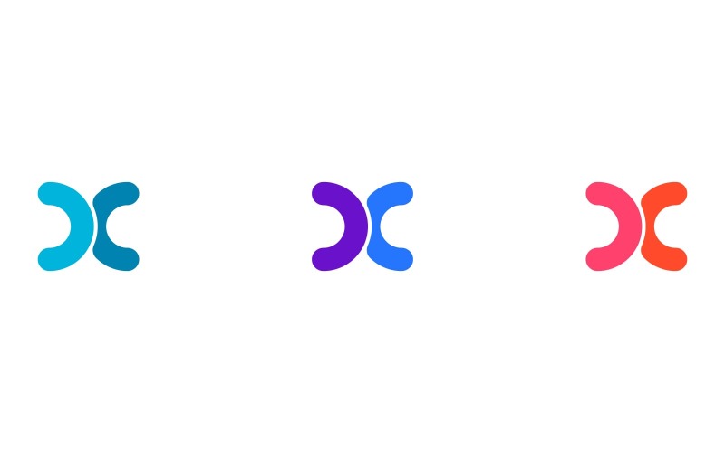 Logo minimaliste abstrait en forme de X - Icône de marque moderne, dynamique et incurvée