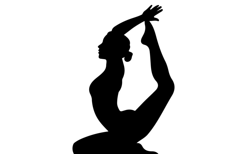 Minimalistisk svart kvinna yogaställning silhuett vektor